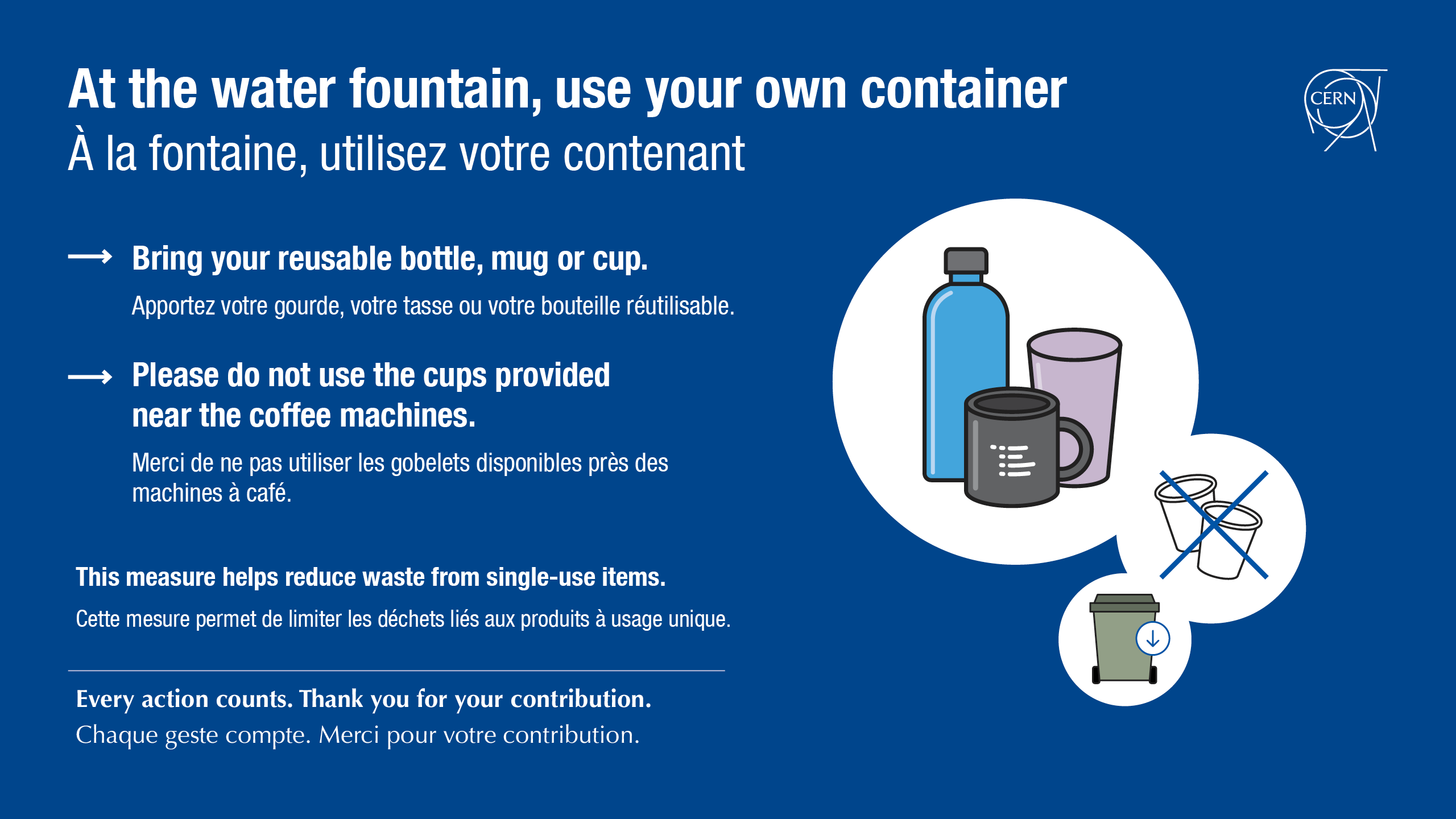 Bring your own cup, and help keep seats free at lunchtime