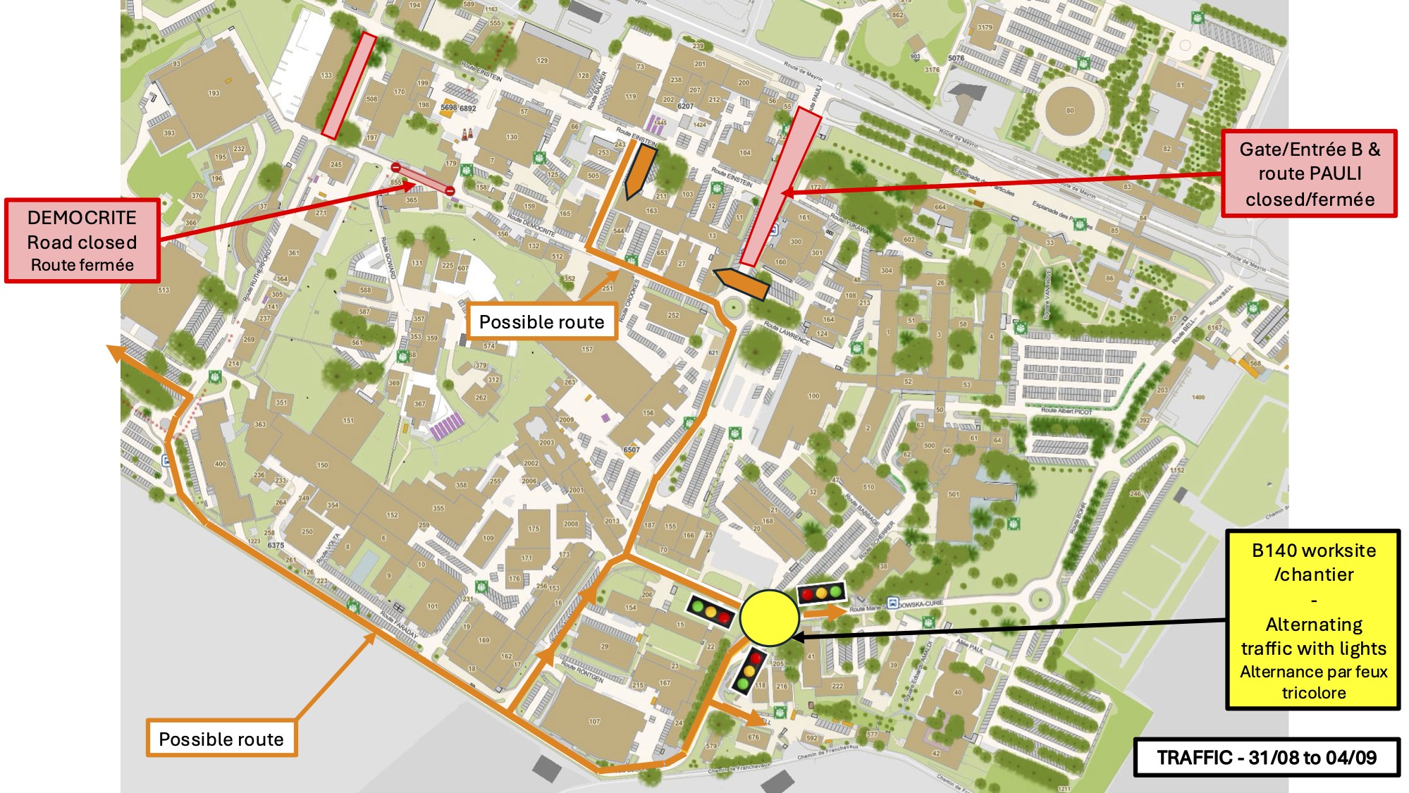 Improving the CERN Meyrin site: ongoing works and how to get around