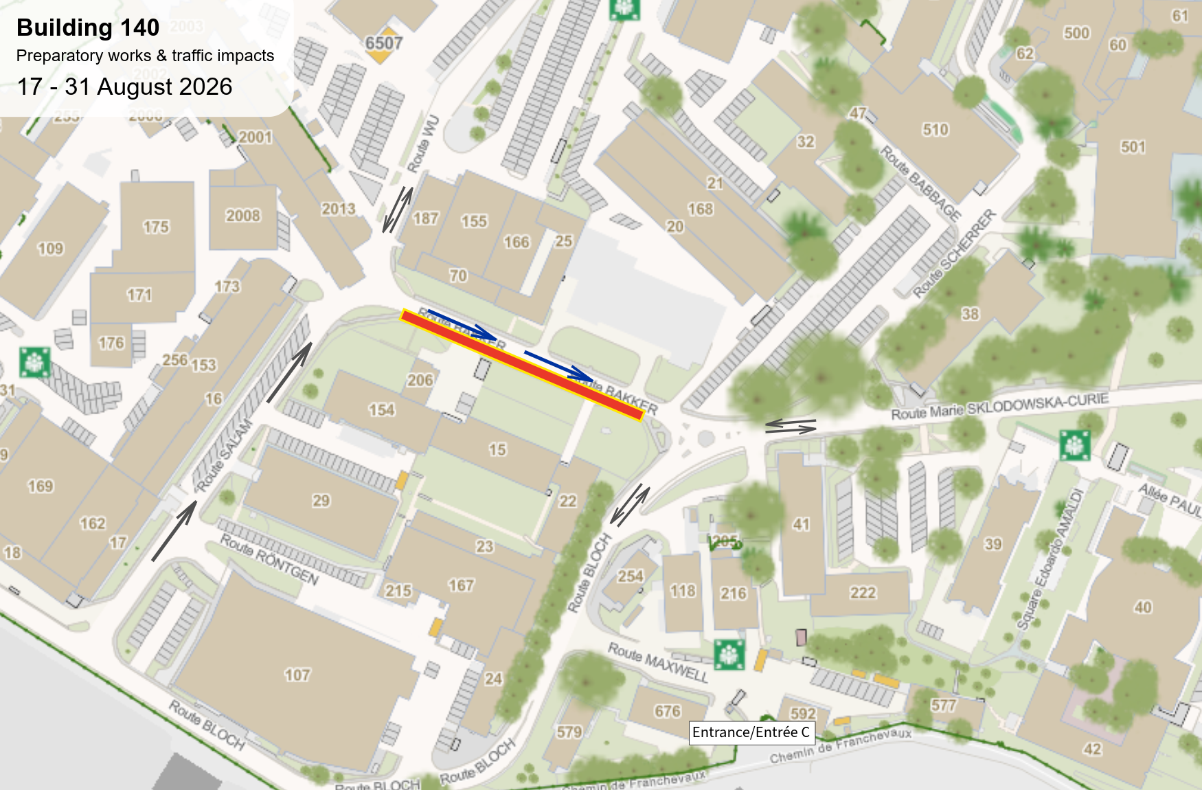 One-way traffic on Route Bakker (17 – 31 August)