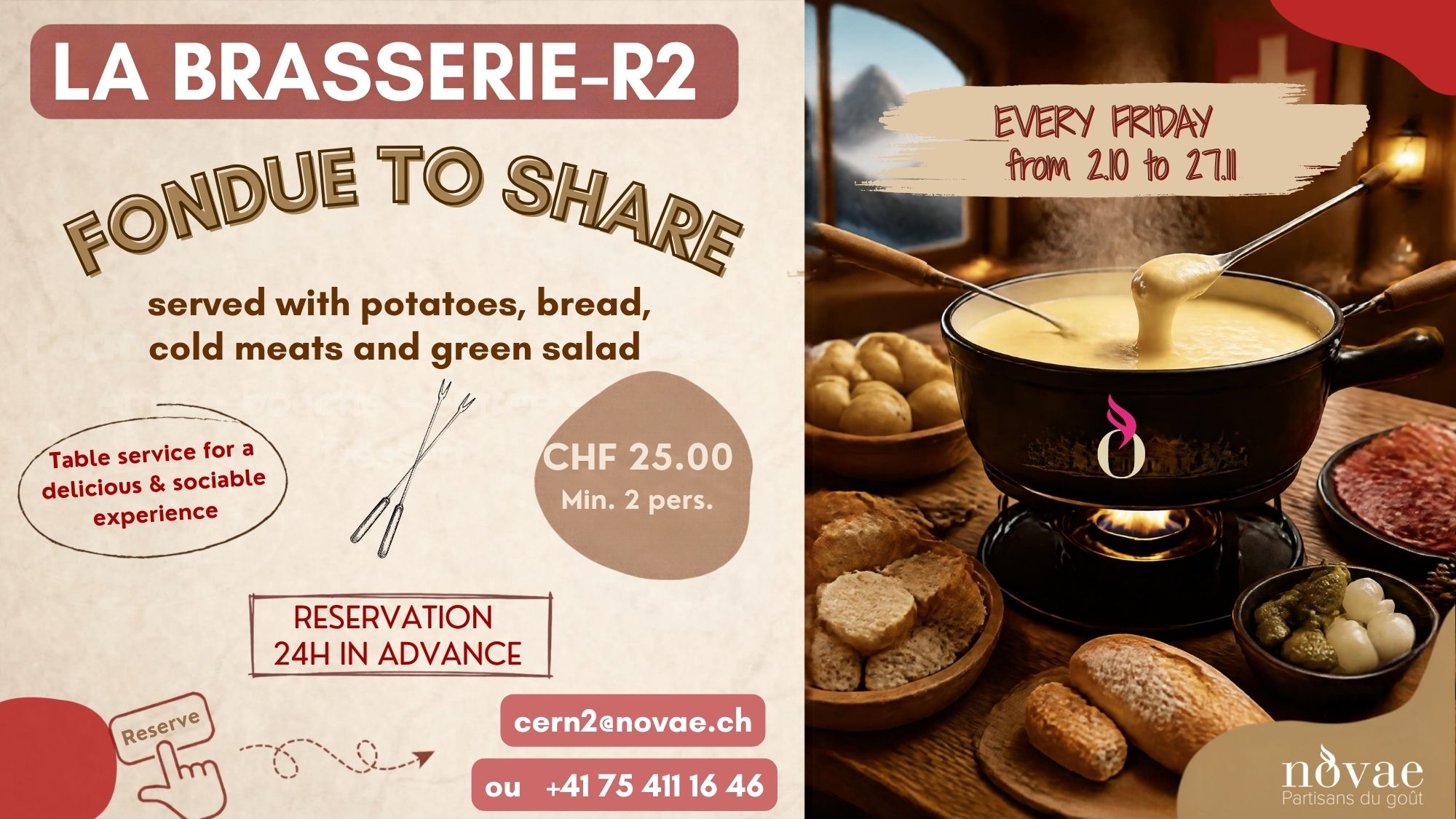 Seasonal specials at Restaurant 2 and cafeterias