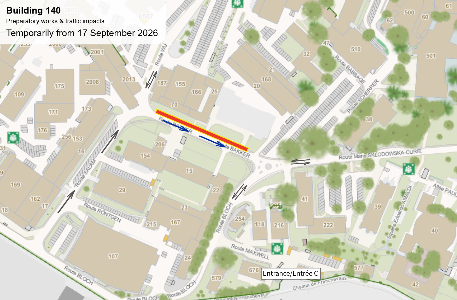 One-way traffic on Route Bakker from 17 September